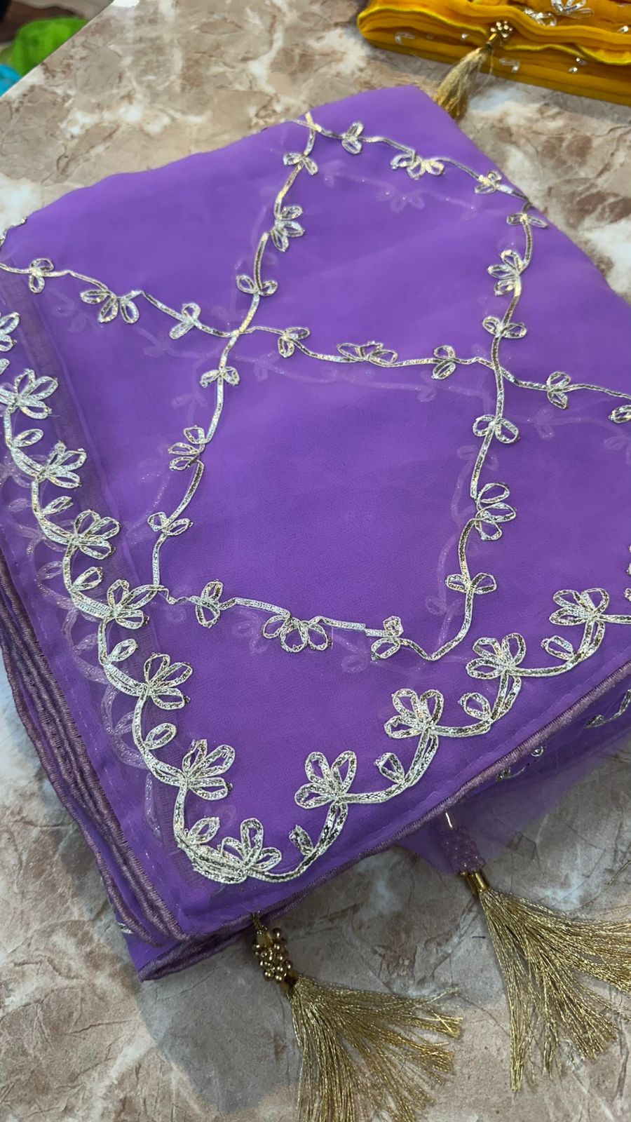 Kayatri New Fabric 60 grm Georgette With Beautiful Kaccha Gotta Patti Work Saree