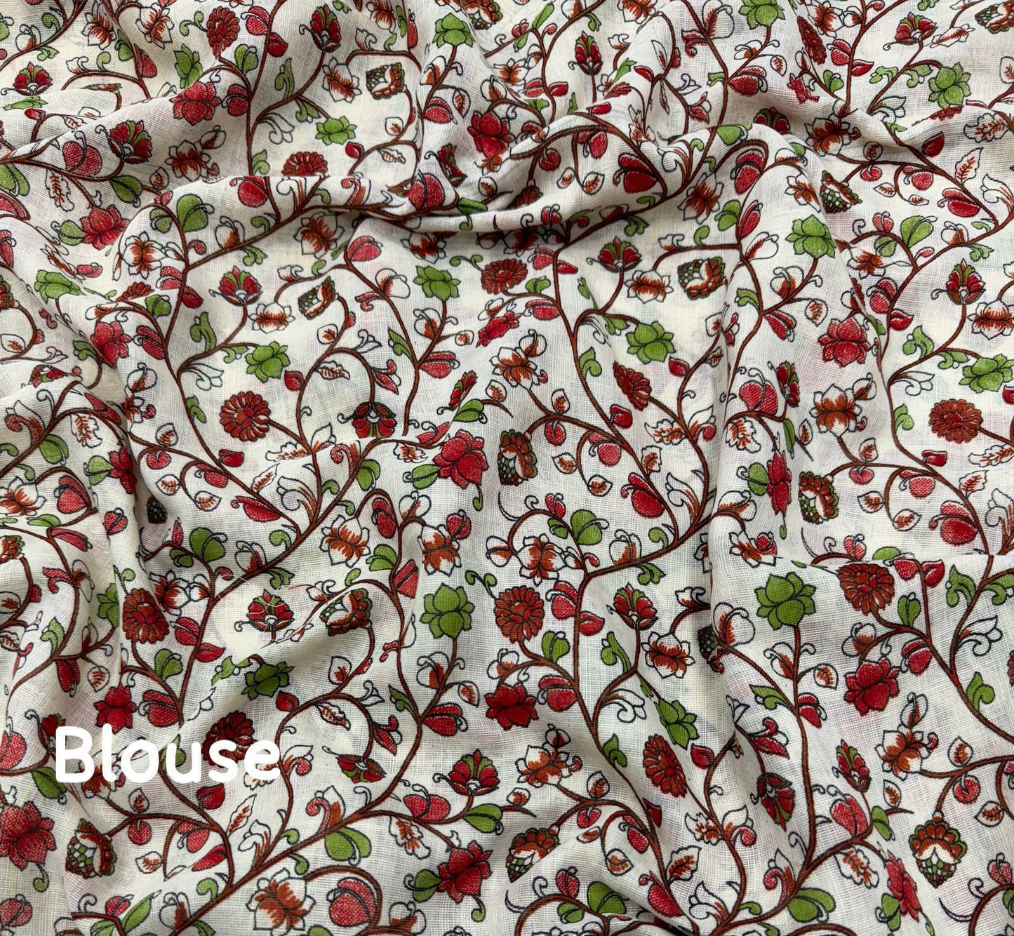 Kayatri New ivory linen printed saree With gala style kalamkari prints