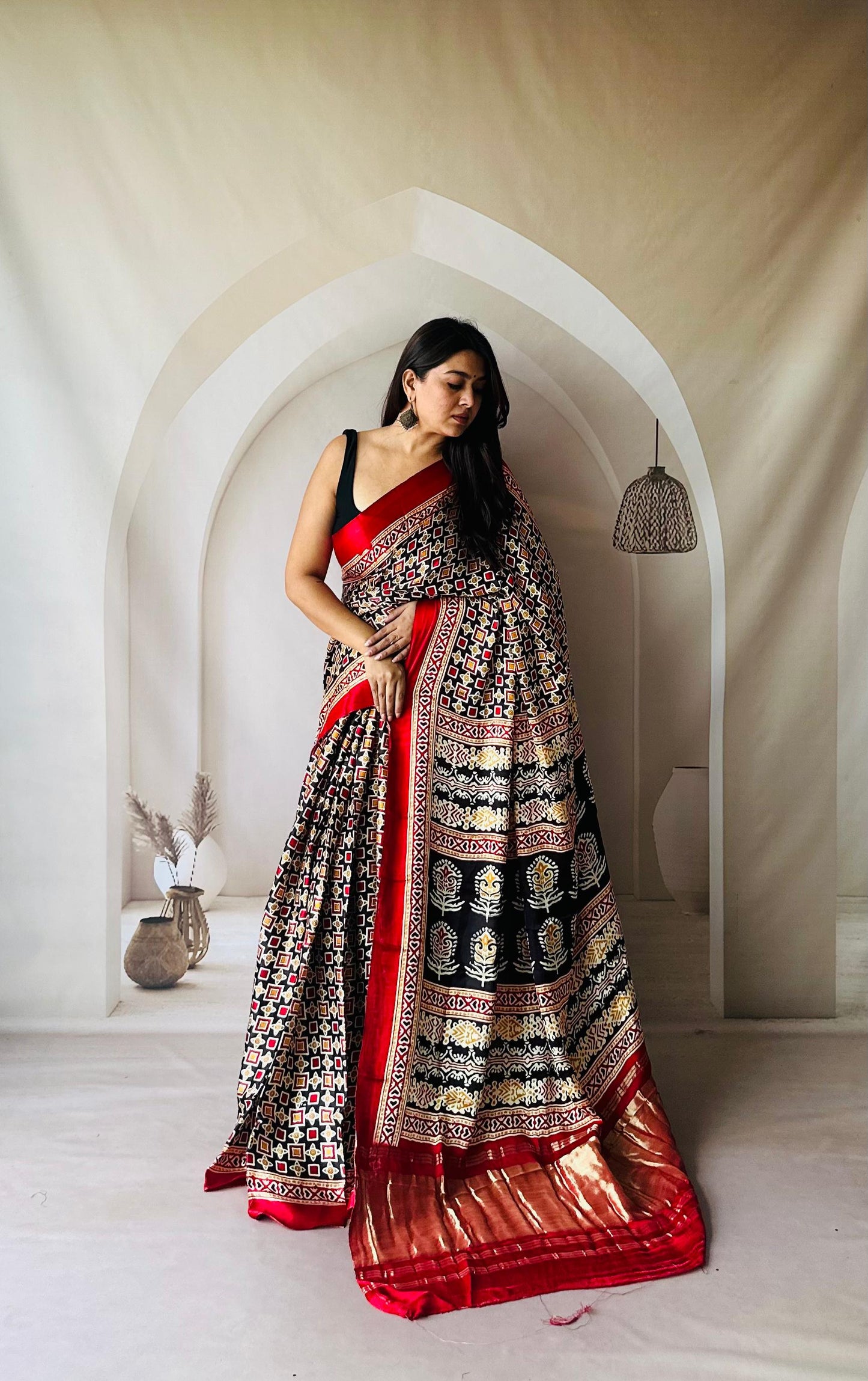 Kayatri New Pure Gaji Silk Ajrakh Print Saree