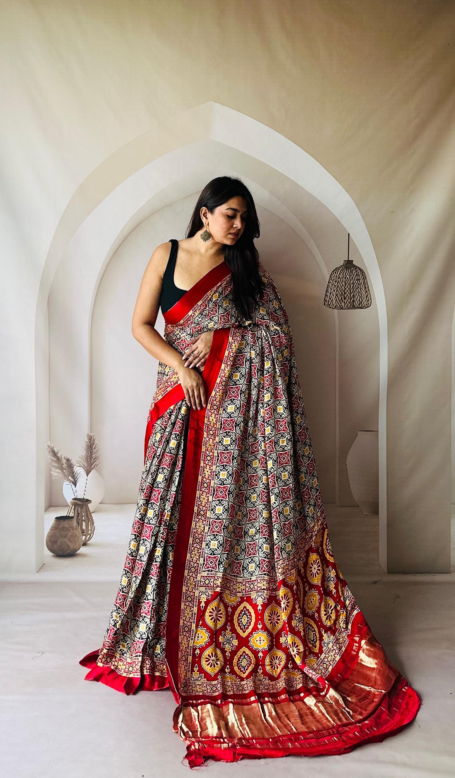 Kayatri New Pure Gaji Silk Ajrakh Print Saree
