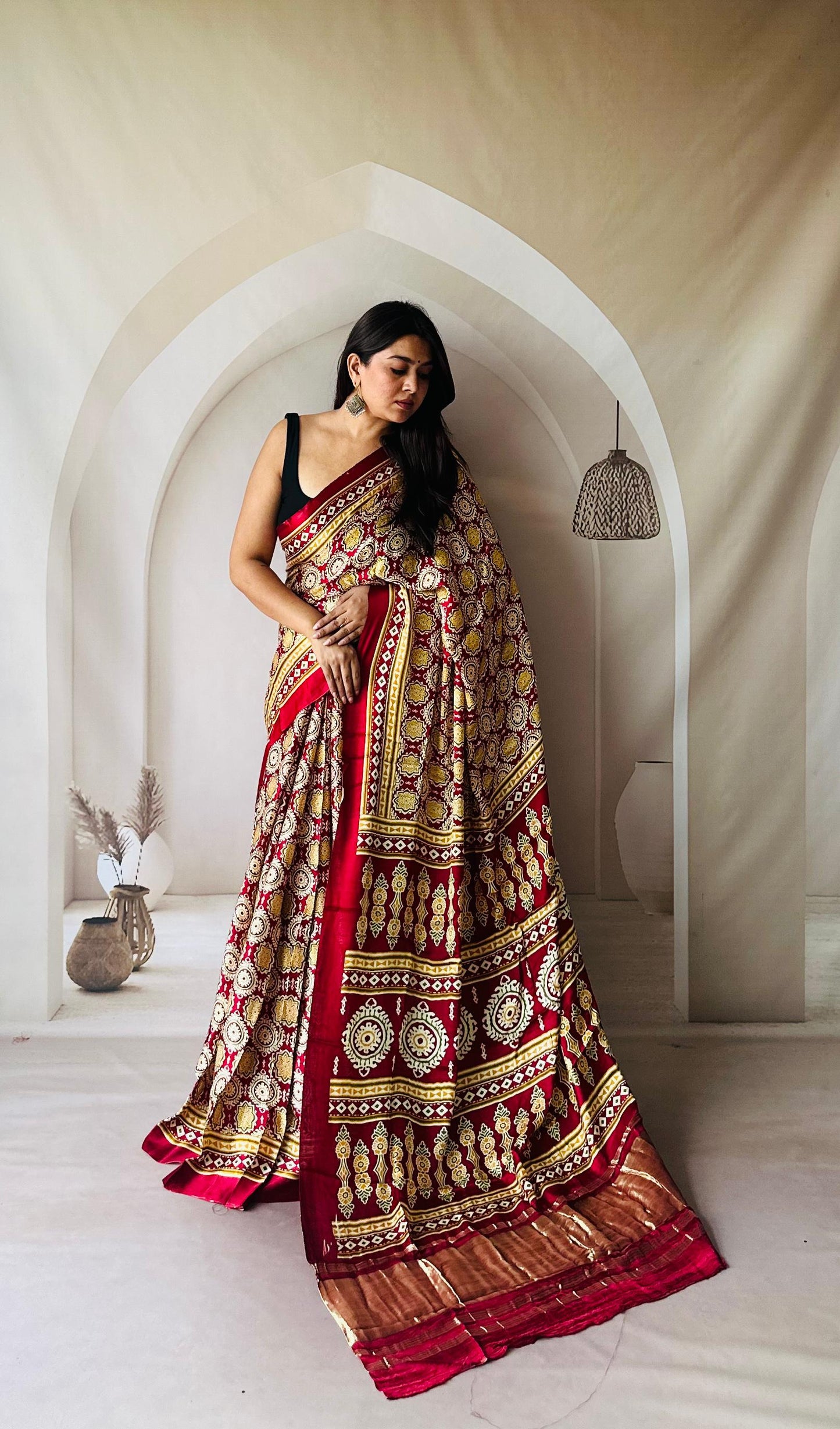 Kayatri New Pure Gaji Silk Ajrakh Print Saree
