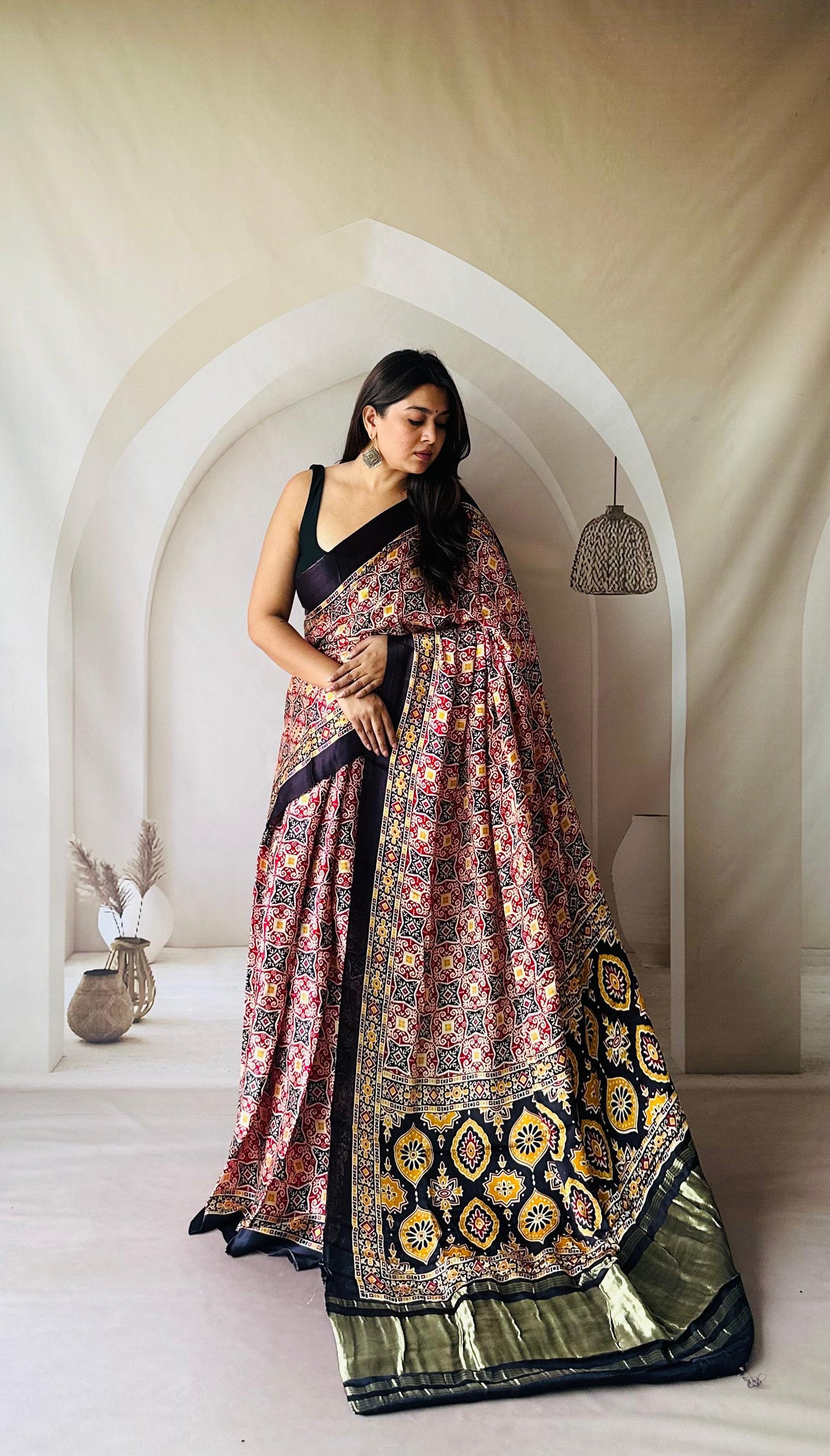 Kayatri New Pure Gaji Silk Ajrakh Print Saree
