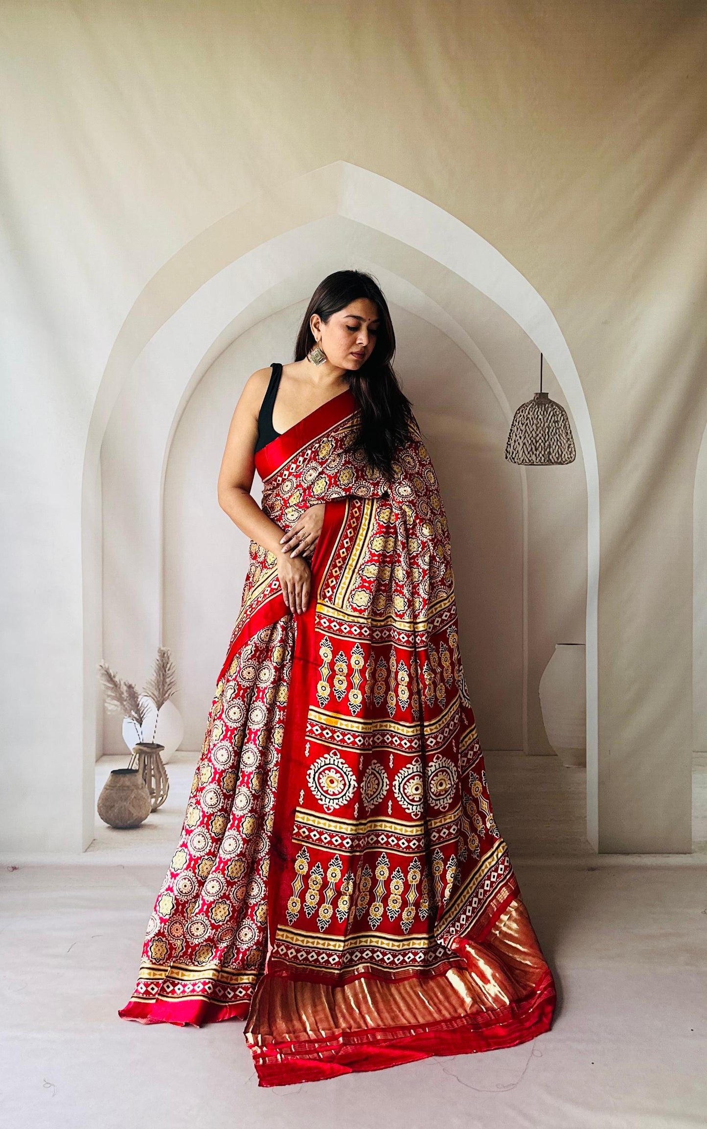 Kayatri New Pure Gaji Silk Ajrakh Print Saree