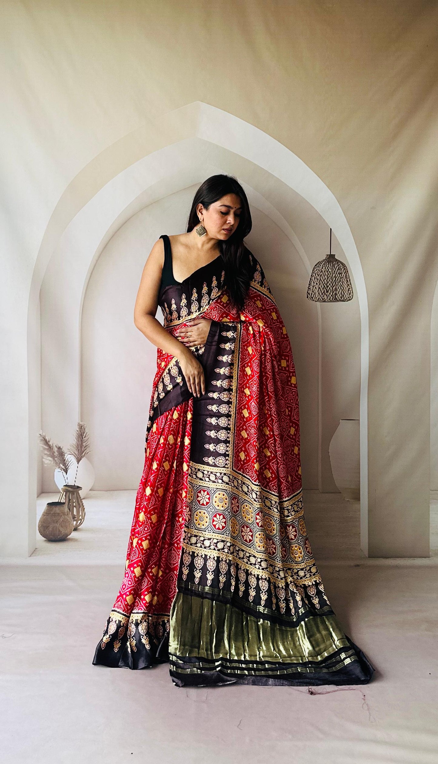 Kayatri New Pure Gaji Silk Ajrakh Print Saree