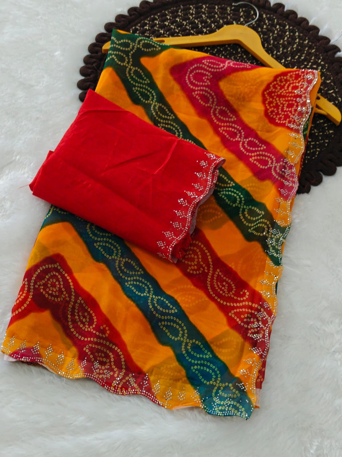 Kayatri New Georgette Bandhni design pattern Saree
