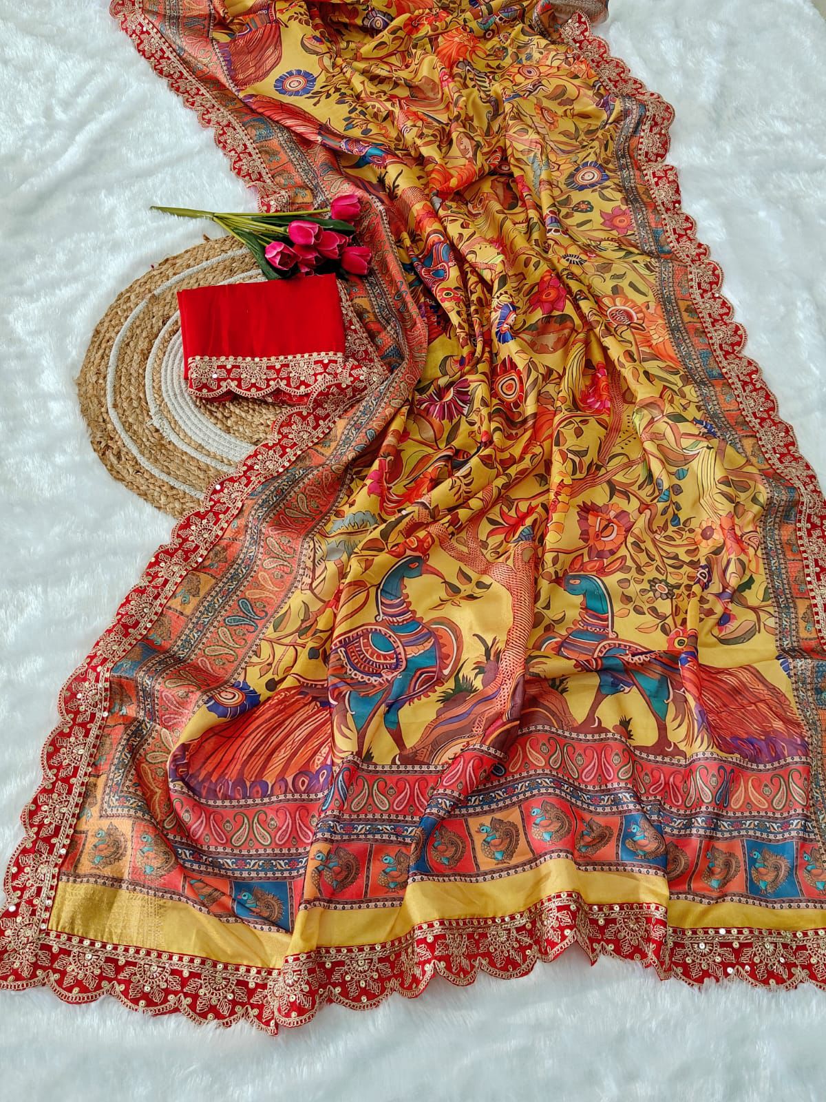 Kayatri New Banarasi Dola Silk Weaving And Digital Print Saree