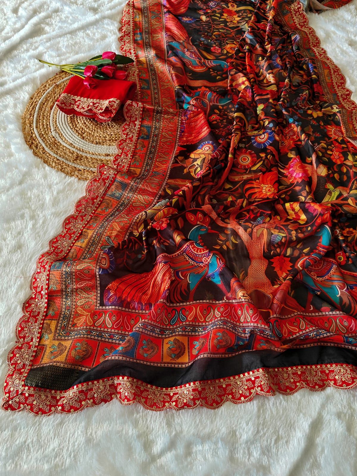 Kayatri New Banarasi Dola Silk Weaving And Digital Print Saree