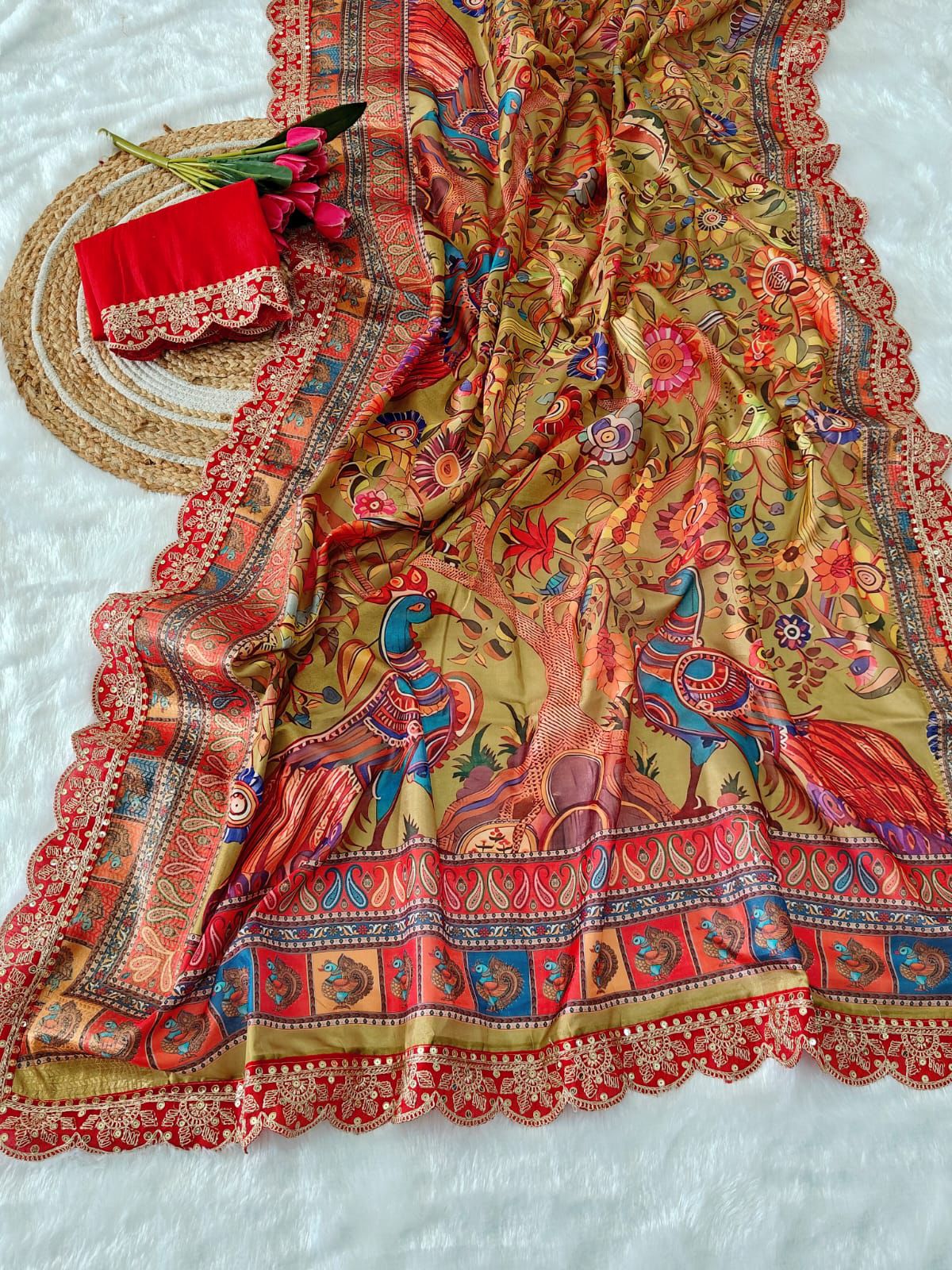 Kayatri New Banarasi Dola Silk Weaving And Digital Print Saree