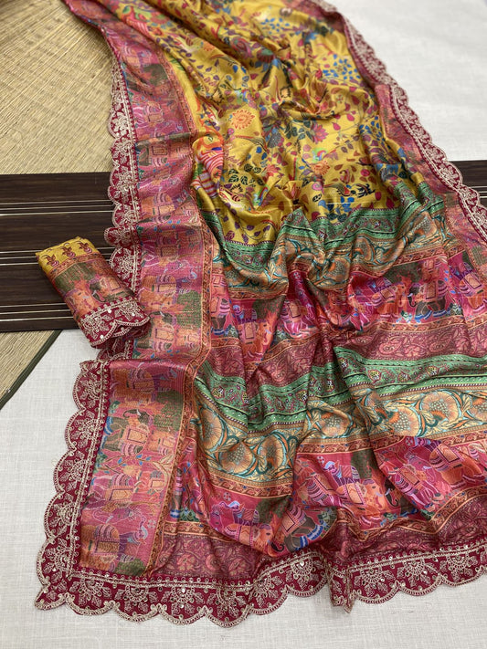 Kayatri New Banarasi Dola Silk Weaving And Digital Print Saree