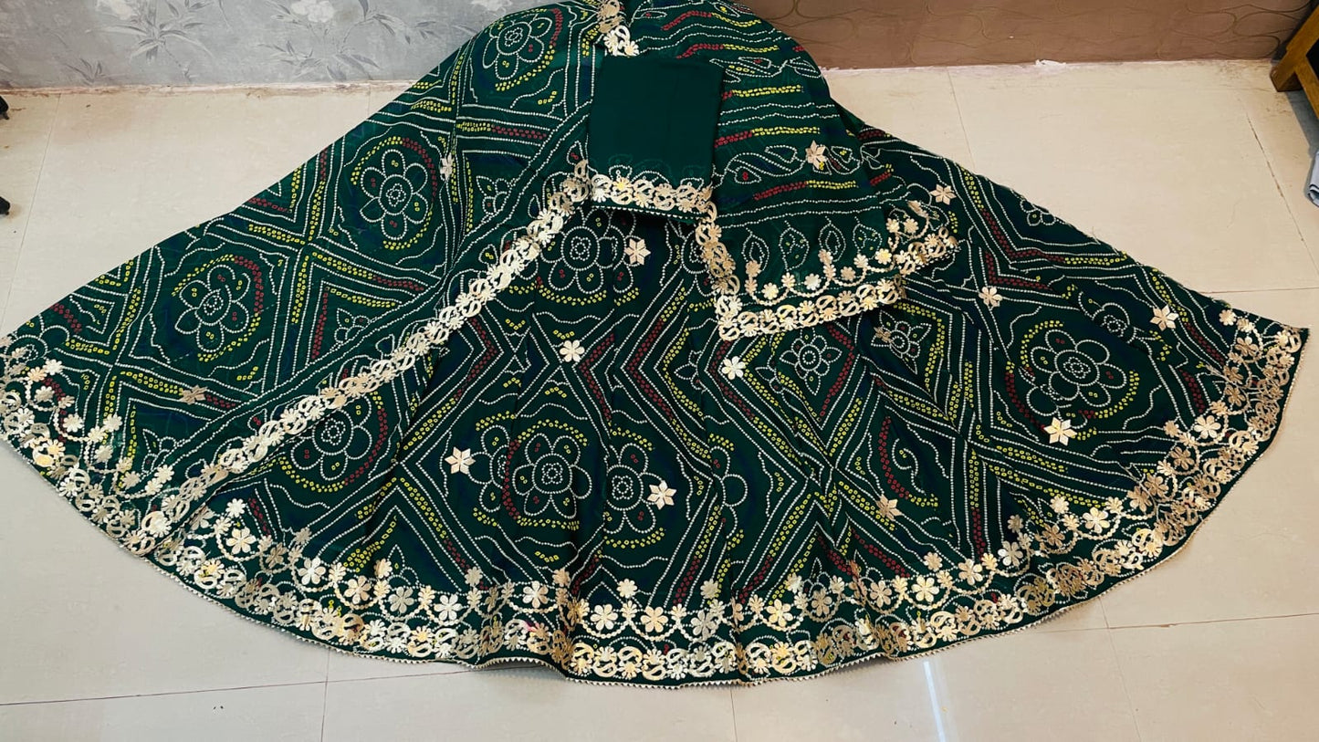 Kayatri New Premium Moss Reniyal Chunri Lehenga Choli with Traditional Embroidery