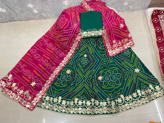 Kayatri New Premium Moss Reniyal Chunri Lehenga Choli with Traditional Embroidery