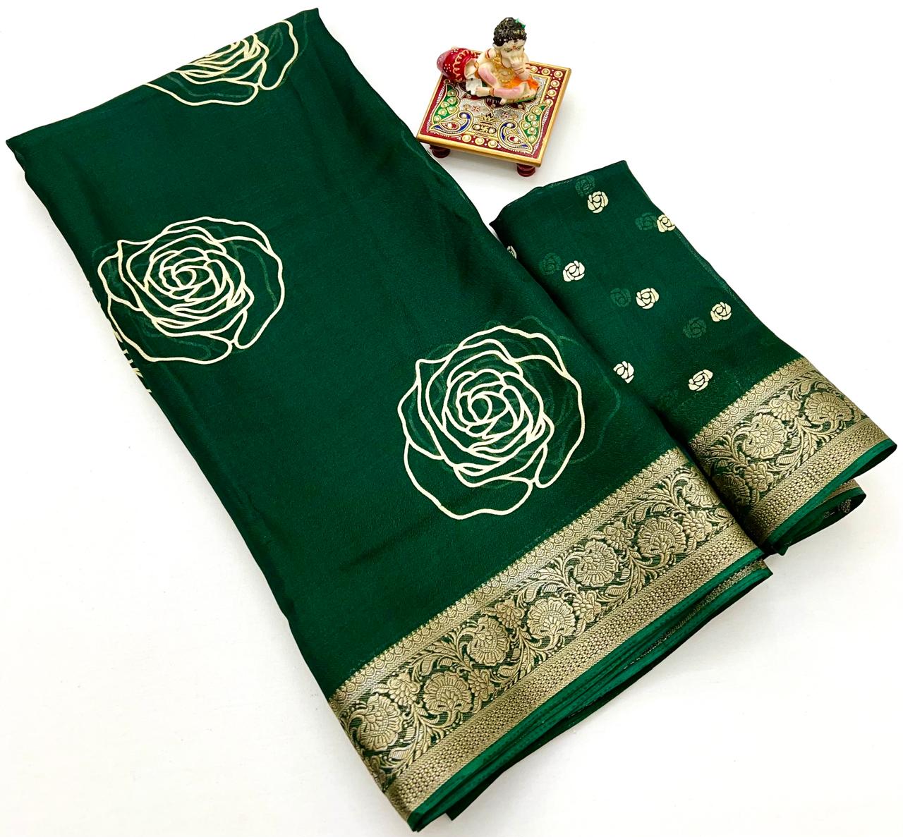 Kayatri New Launch Calcutta Moss Mellow Georgette Sarees with Zari Borders