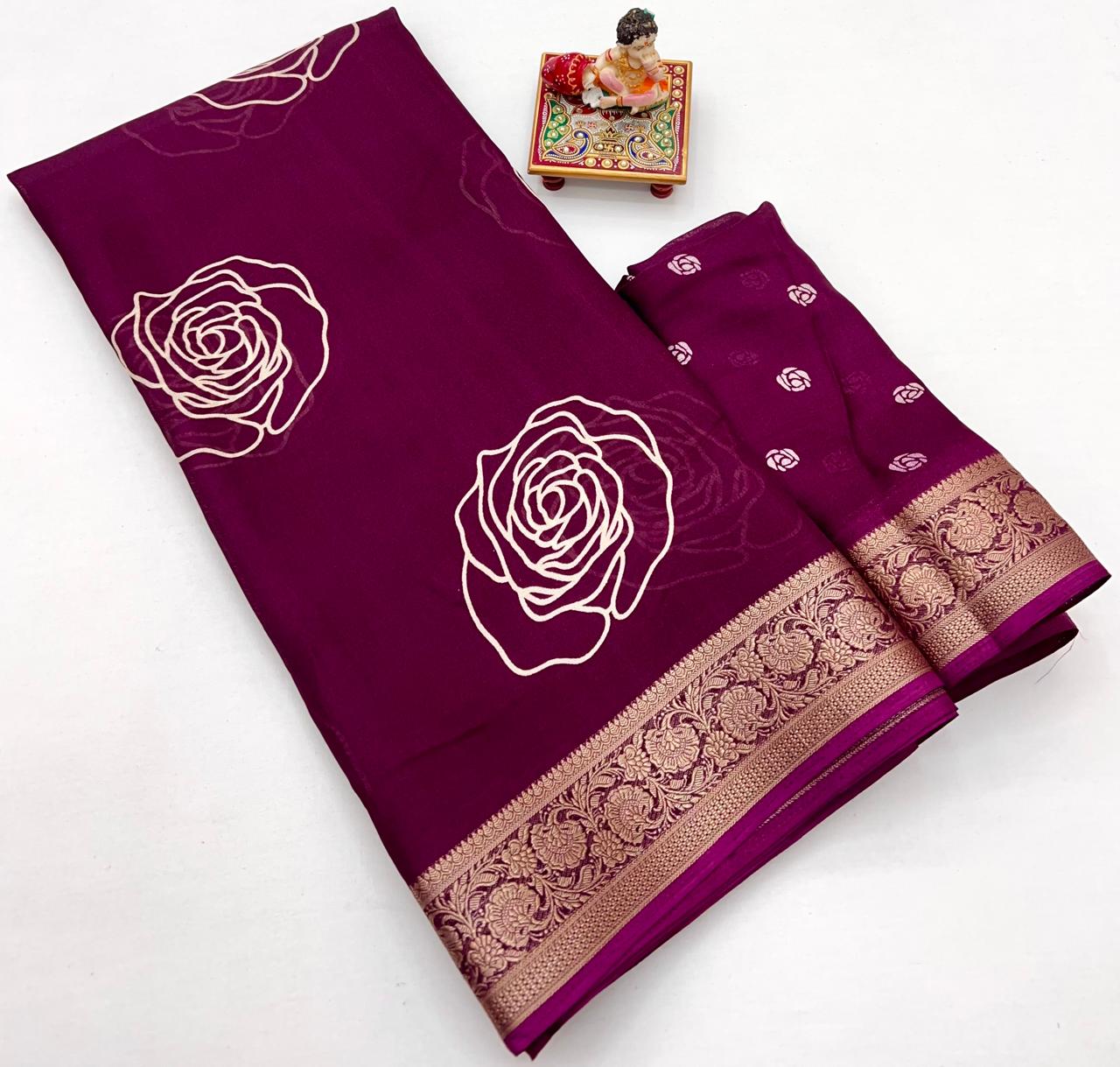 Kayatri New Launch Calcutta Moss Mellow Georgette Sarees with Zari Borders