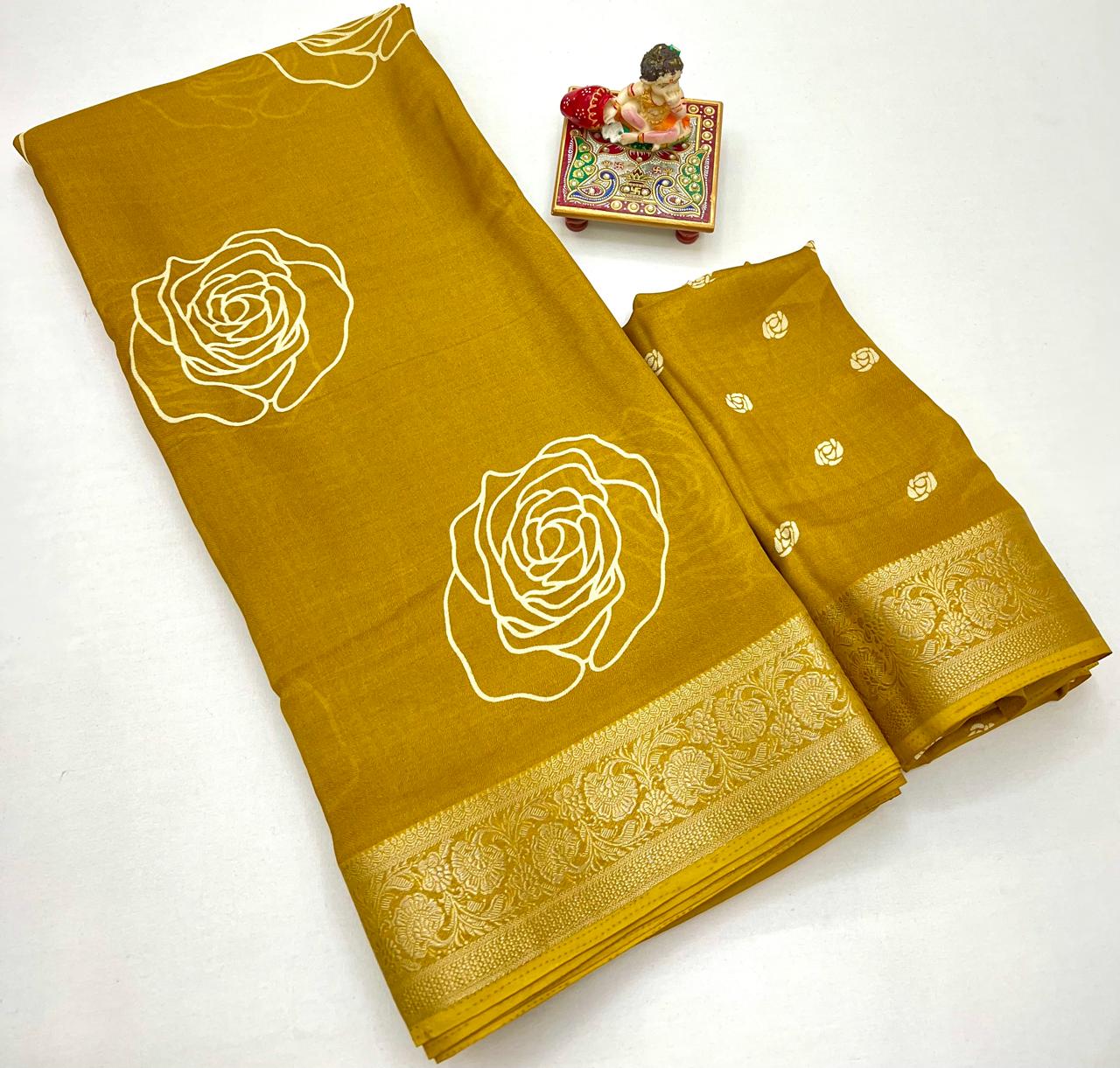 Kayatri New Launch Calcutta Moss Mellow Georgette Sarees with Zari Borders