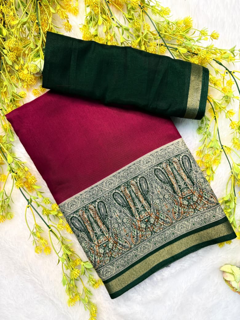 Kayatri New Pure soft black Maheshwari Silk Two tone printed saree