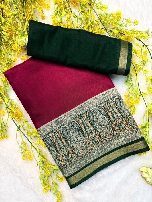 Kayatri New Pure soft black Maheshwari Silk Two tone printed saree