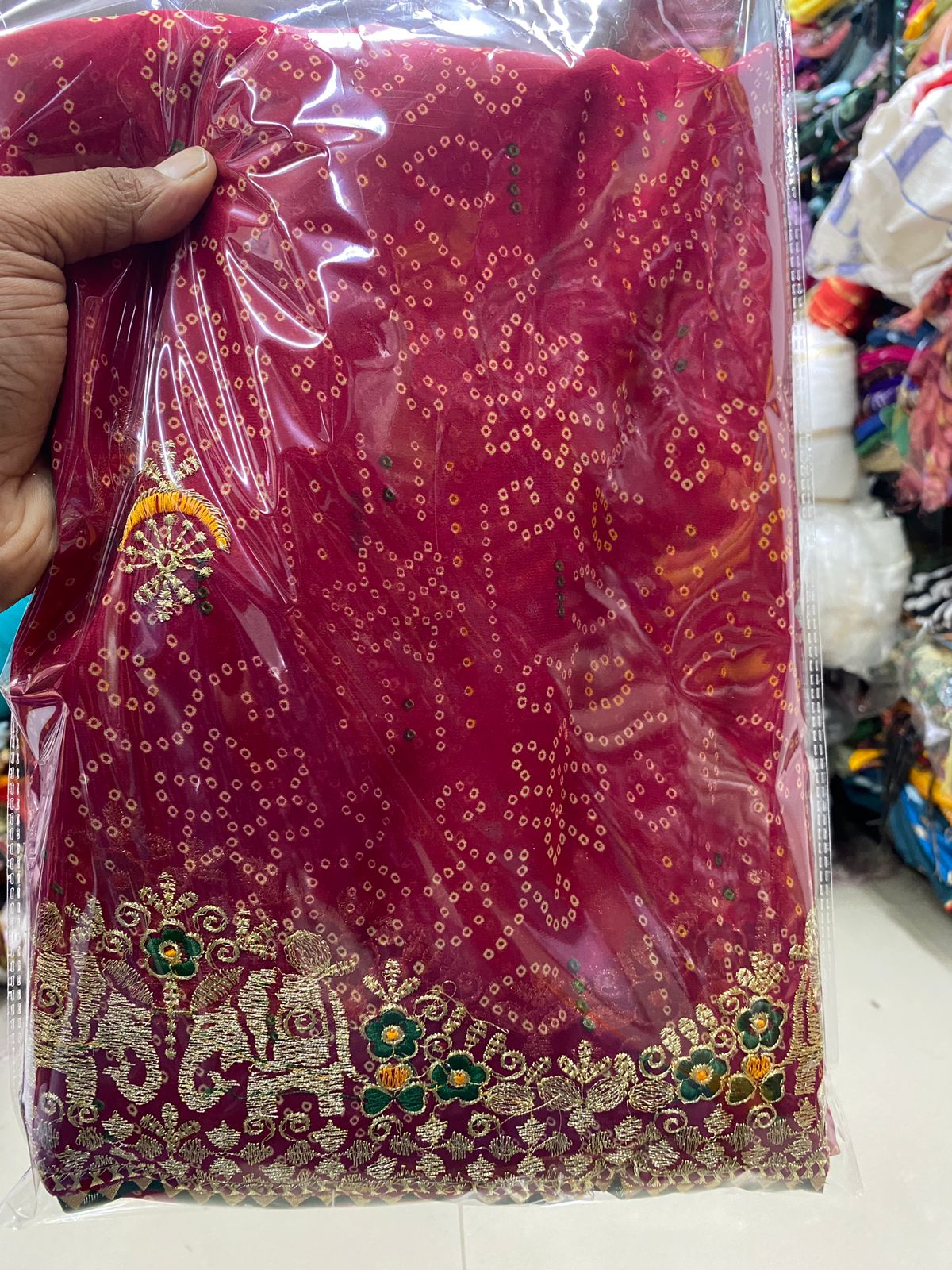 Kayatri New Designer Bandhani Georgette Saree All Over Heavy Jari Work with Mono Banglori Blouse