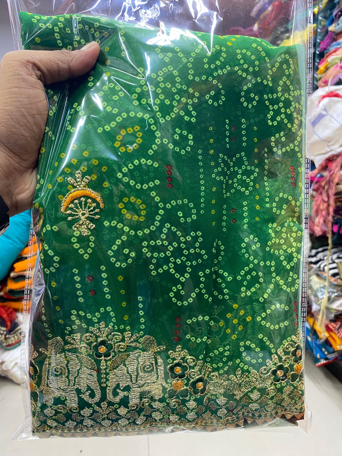 Kayatri New Designer Bandhani Georgette Saree All Over Heavy Jari Work with Mono Banglori Blouse