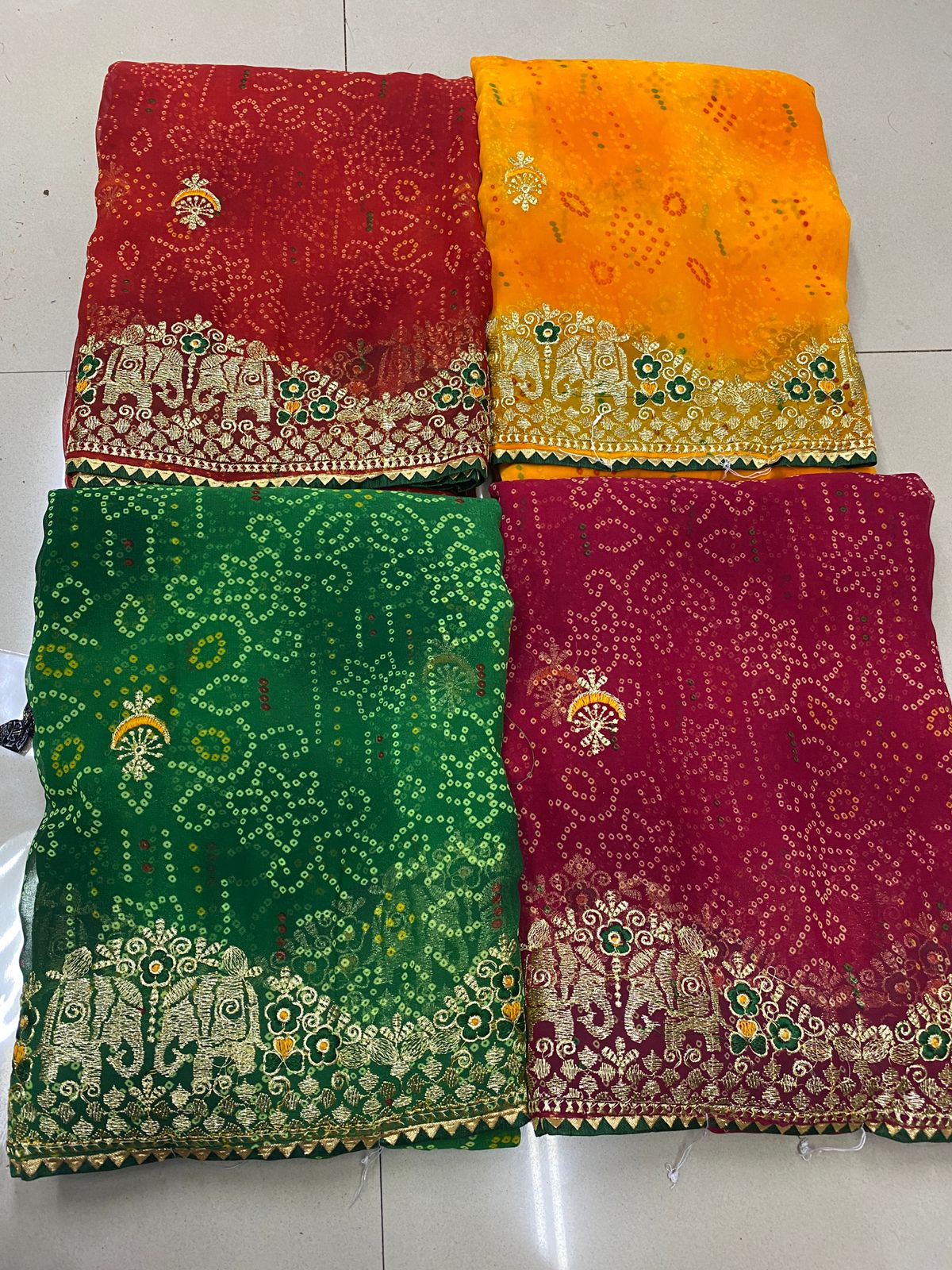 Kayatri New Designer Bandhani Georgette Saree All Over Heavy Jari Work with Mono Banglori Blouse