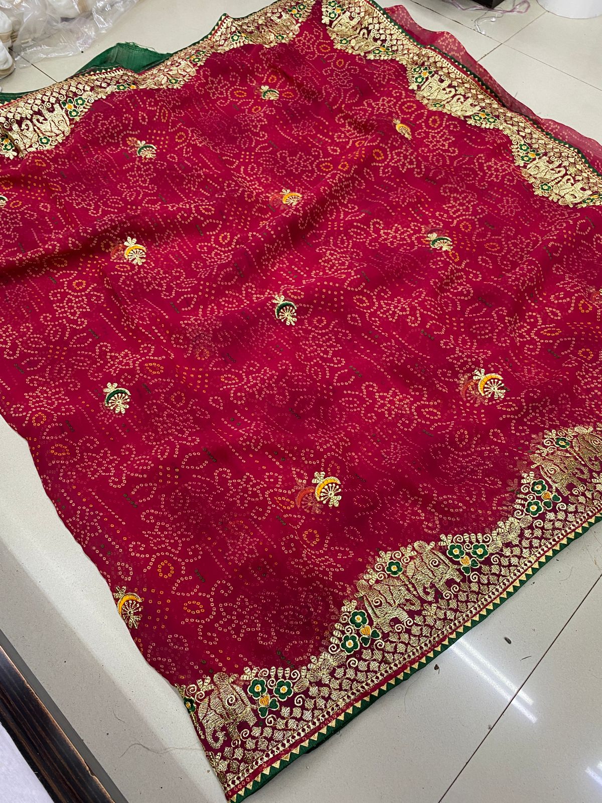 Kayatri New Designer Bandhani Georgette Saree All Over Heavy Jari Work with Mono Banglori Blouse