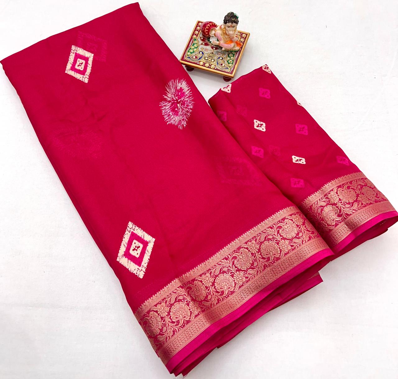 Kayatri New Premium Wedding Look Pure Moss Mellow Georgette Saree with Zari Detailing