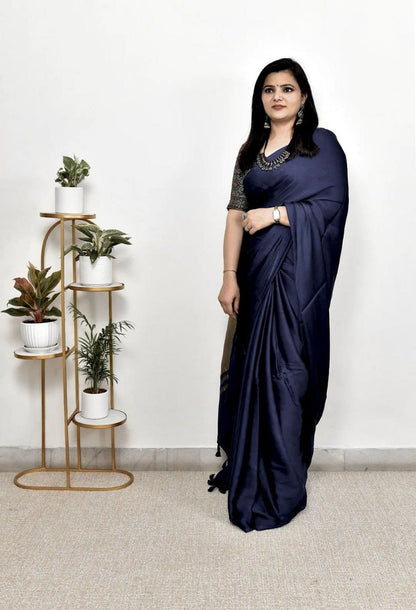 Kayatri New Pure Gaji Silk Plain Saree with Original Lagdi Patta Pallu & Running Blouse