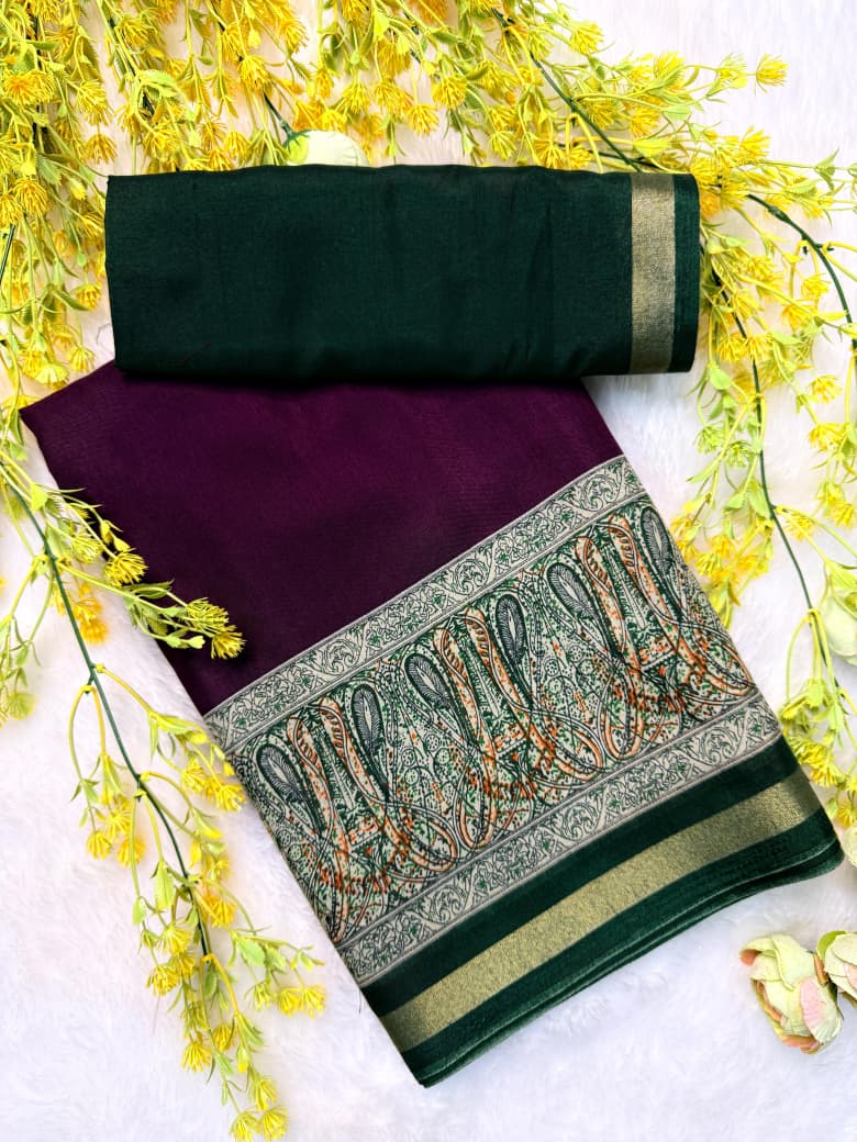 Kayatri New Pure soft black Maheshwari Silk Two tone printed saree