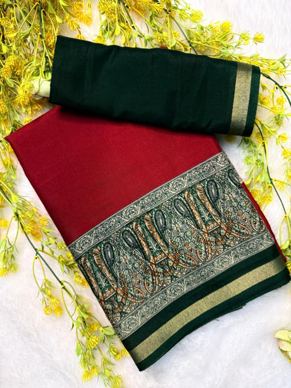 Kayatri New Pure soft black Maheshwari Silk Two tone printed saree