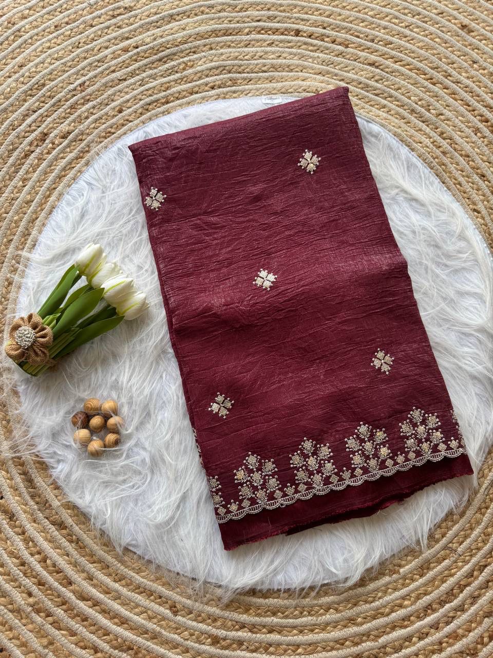 Kayatri New Designer Crushed Silk Saree with Heavy Zari Floral Border