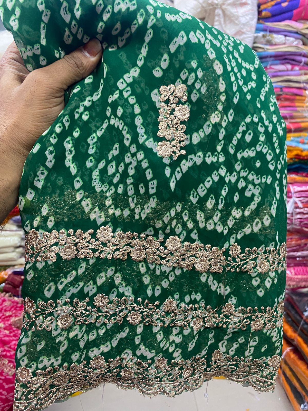 Kayatri New Designer Bandhani Print Georgette Saree with Mono Banglori Blouse