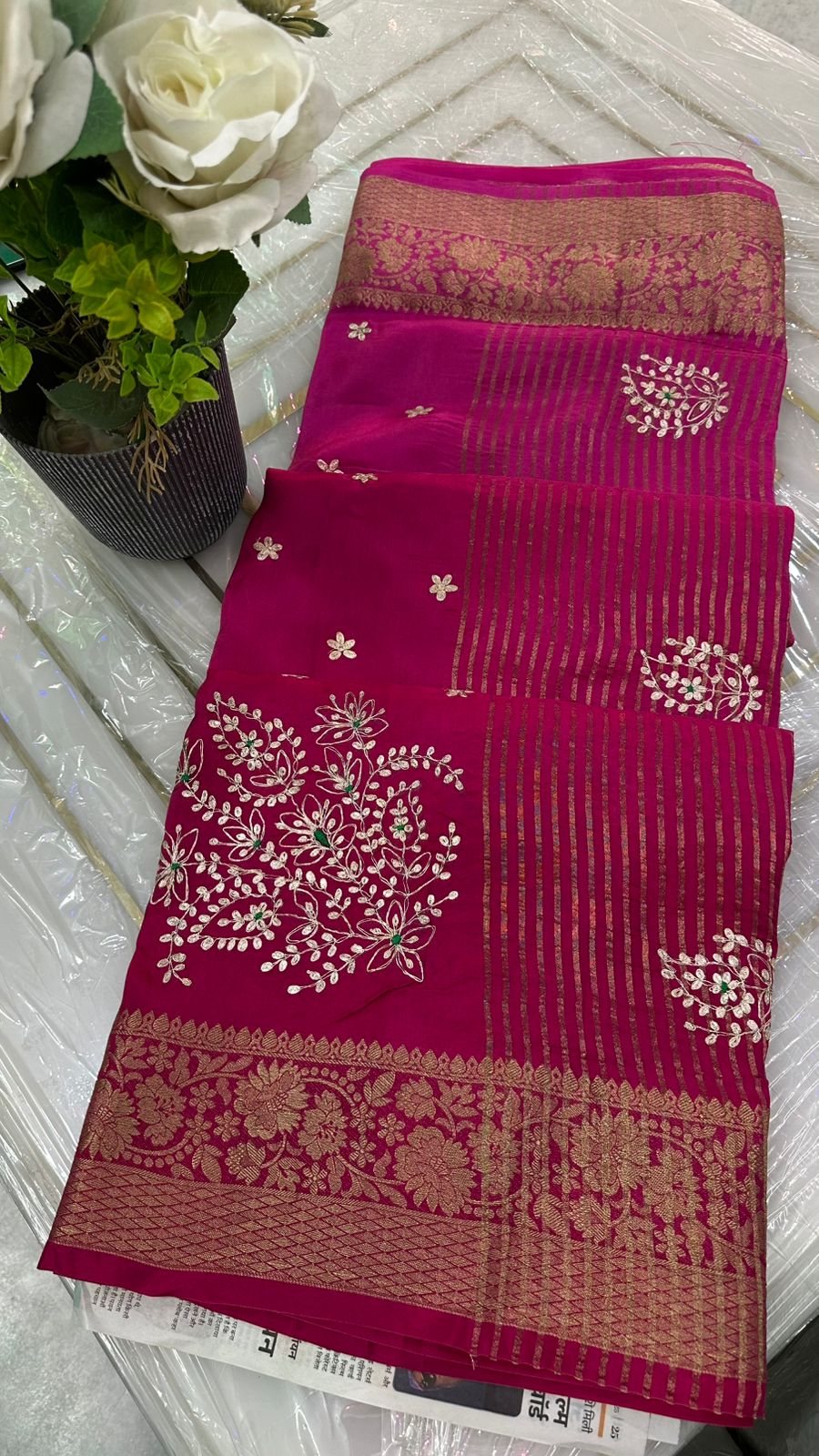 Kayatri New pure moonga silk jari saree with beautiful pittan gotta work Saree