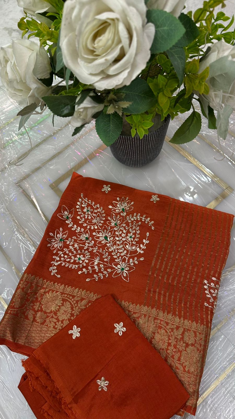 Kayatri New pure moonga silk jari saree with beautiful pittan gotta work Saree