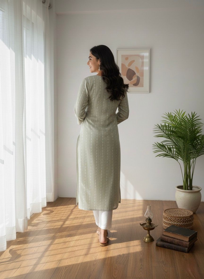 Kayatri New Elegant Khadi Cotton Butti Kurti Suit with Beautiful Embroidery