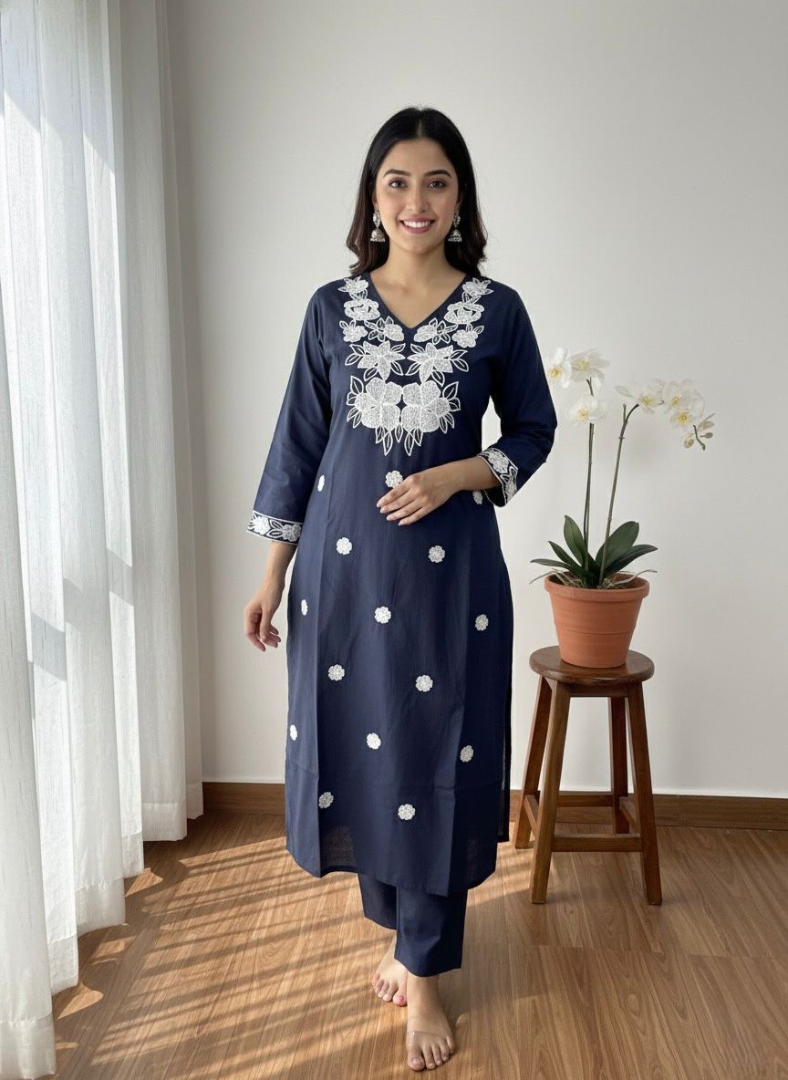 Kayatri New Traditional Yet Stylish Khadi Cotton Suit with Embroidery Details