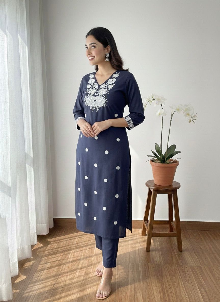 Kayatri New Traditional Yet Stylish Khadi Cotton Suit with Embroidery Details