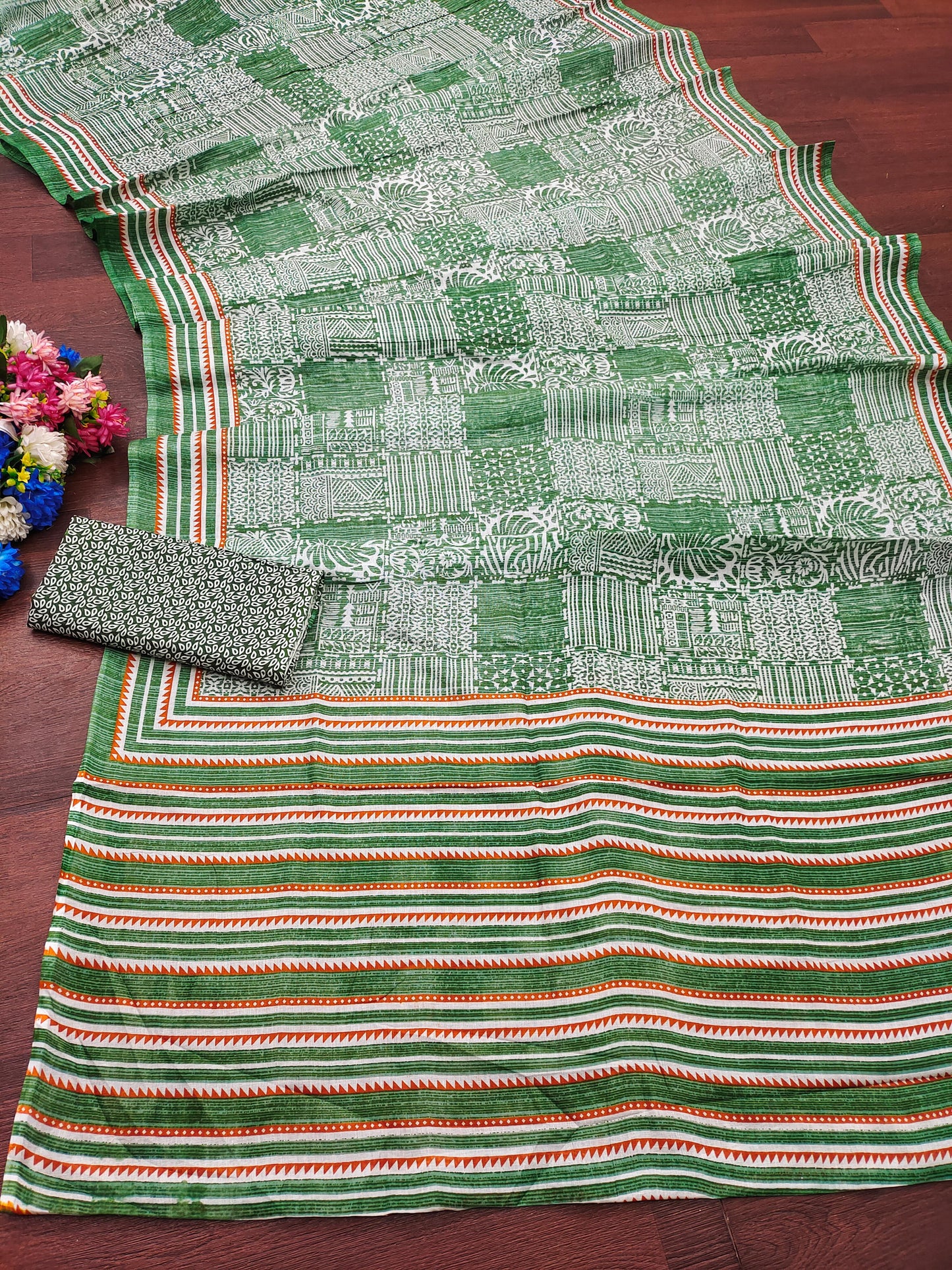 Kayatri New Elegant Bagru Print Pure Cotton Saree for Everyday Wear