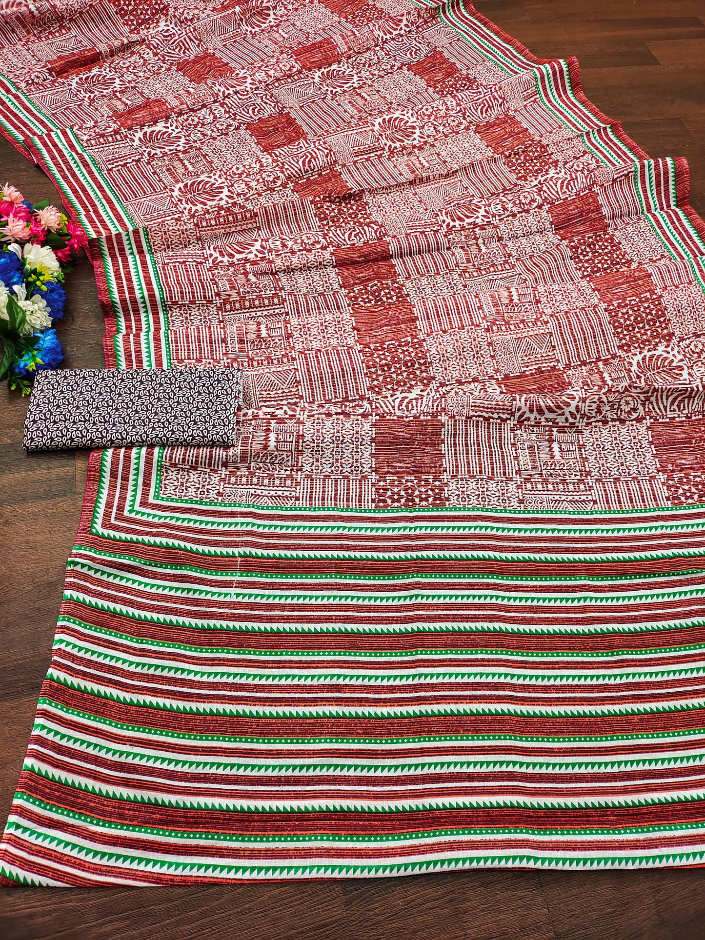 Kayatri New Elegant Bagru Print Pure Cotton Saree for Everyday Wear