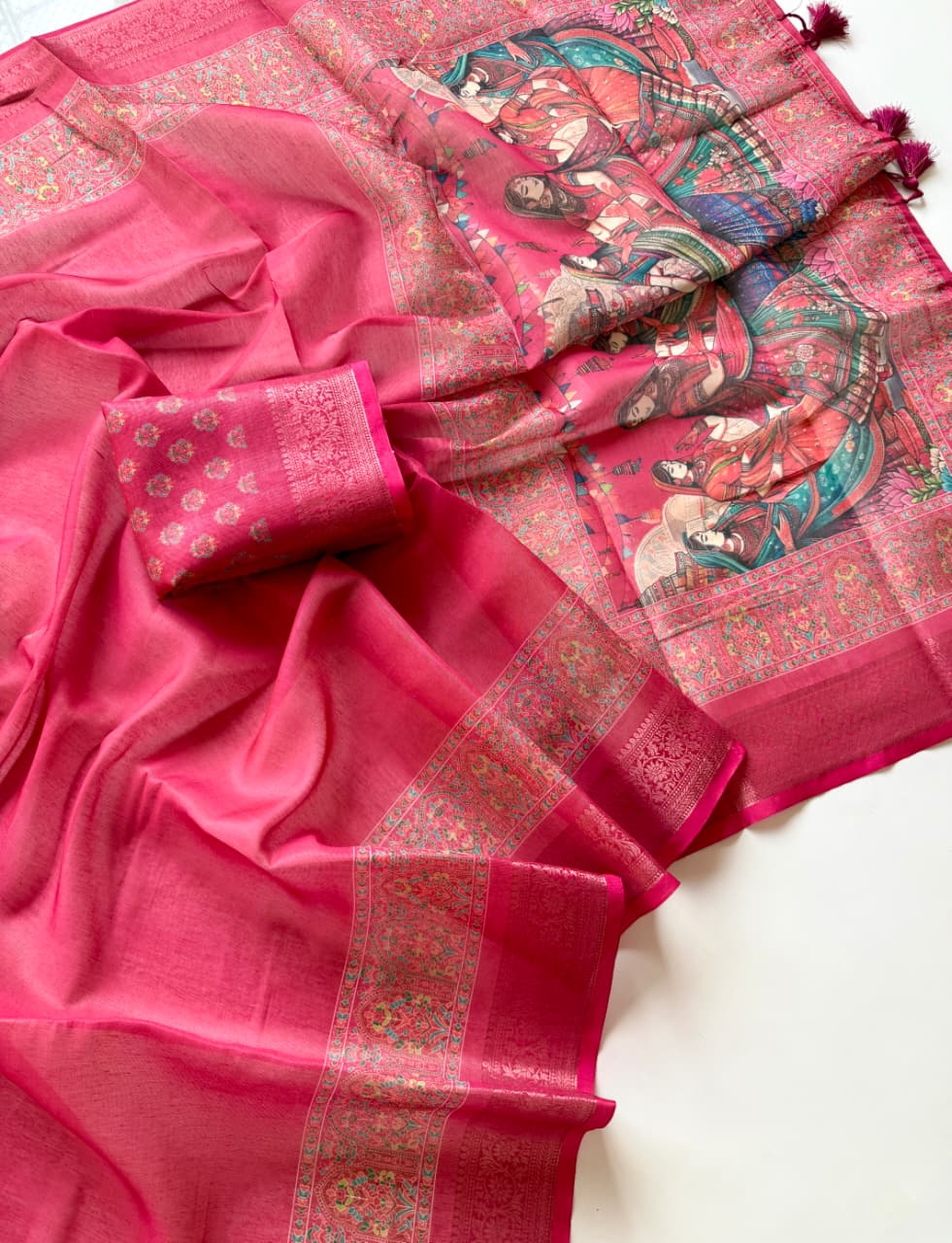 Kayatri New Pure Tissue Erode Silk Saree with Full Jari Jacquard Weave Kalamkari Digital Print