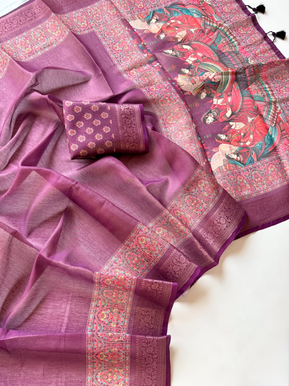 Kayatri New Pure Tissue Erode Silk Saree with Full Jari Jacquard Weave Kalamkari Digital Print