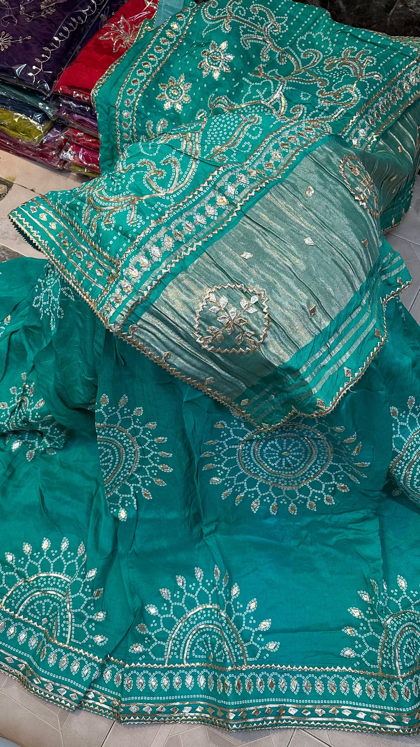 Kayatri New Classic Pure Munga Silk Saree with Handcrafted Kachi Gota Patti