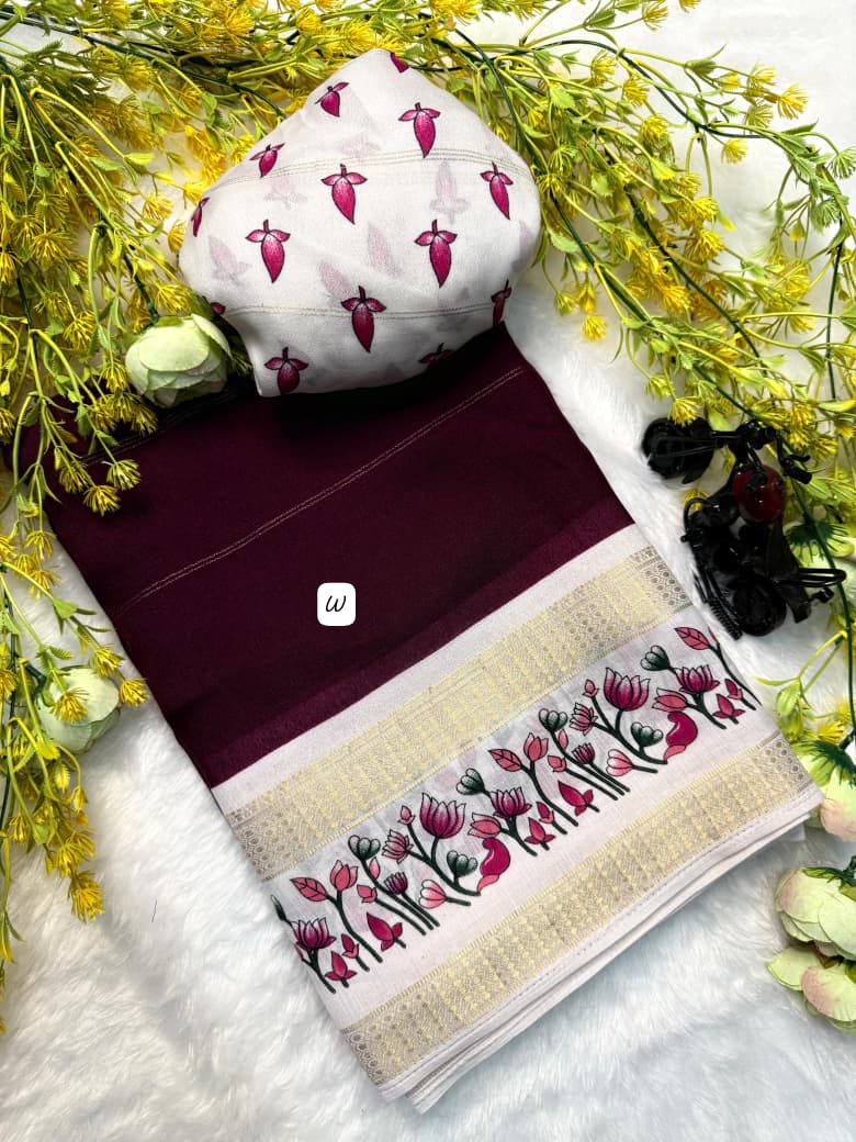 Kayatri New Elegant Marsh Melon Saree Featuring Self Jacquard Weave and Zari Hamsa Border