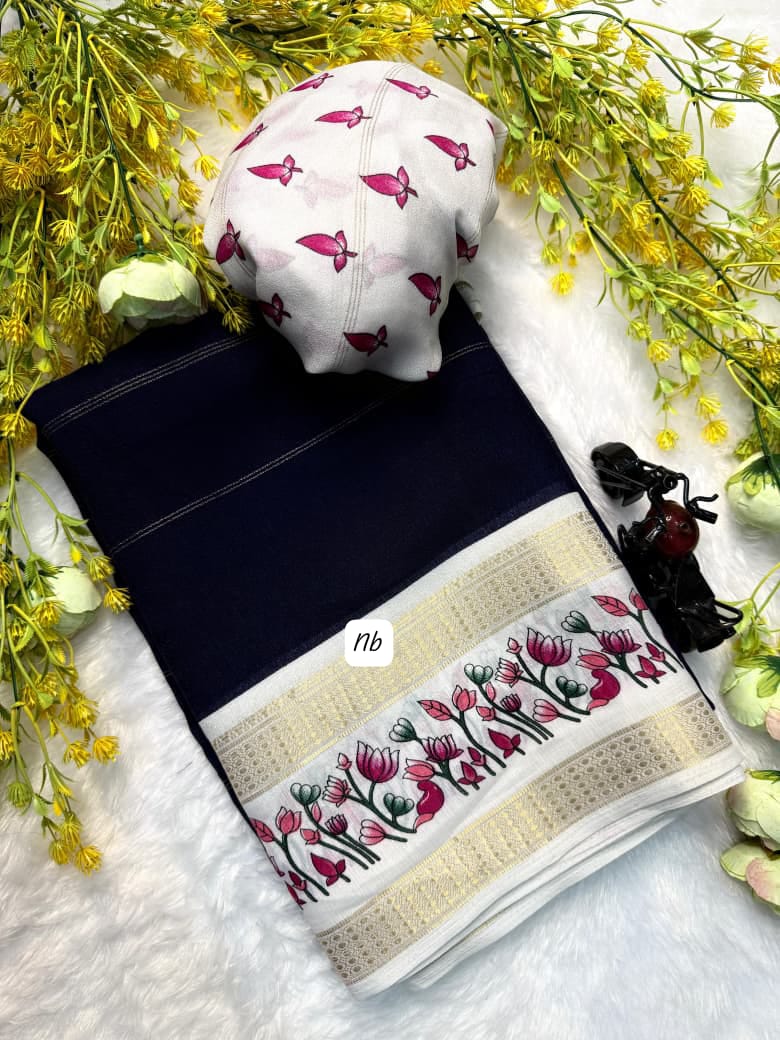 Kayatri New Elegant Marsh Melon Saree Featuring Self Jacquard Weave and Zari Hamsa Border